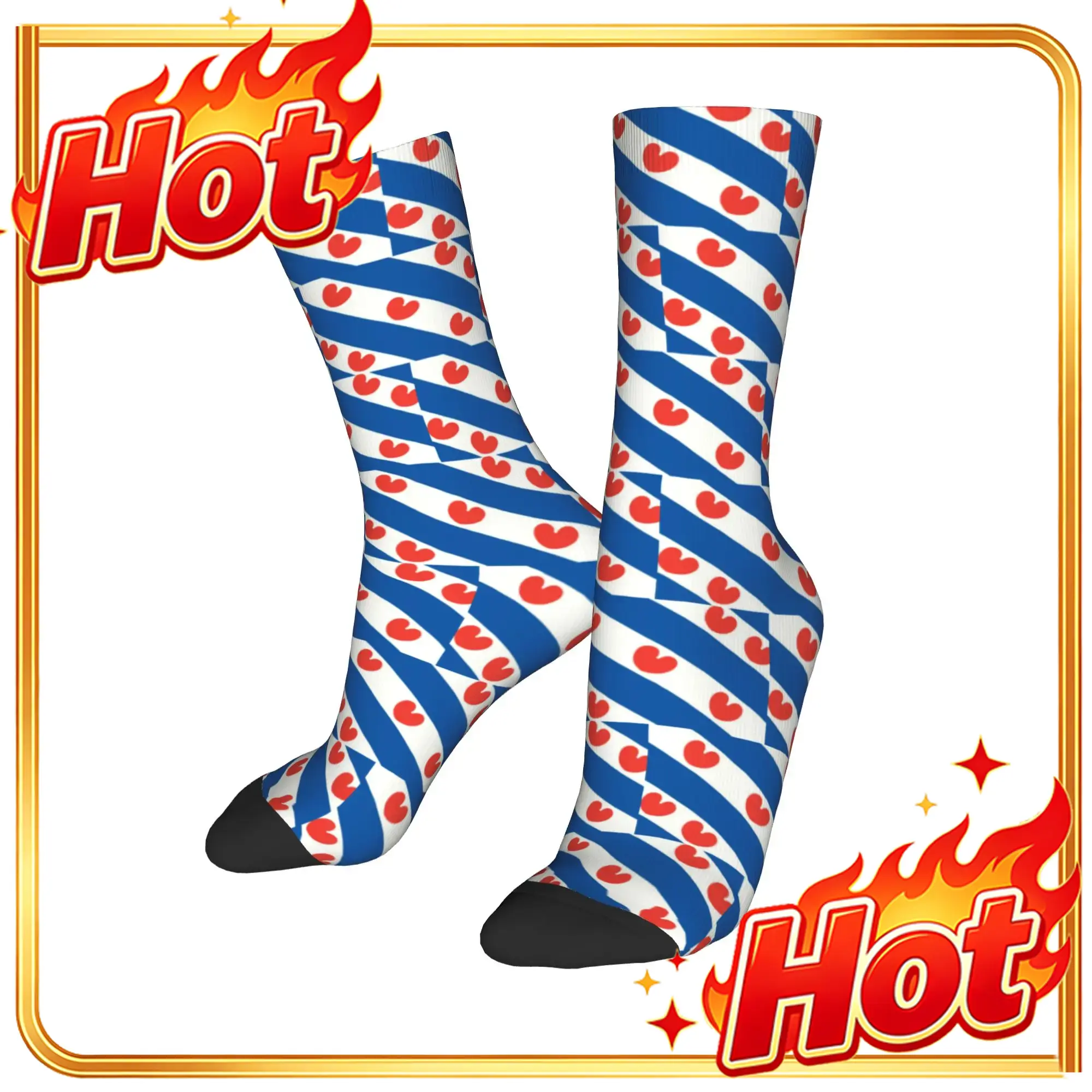 Dress Sock Men - Skarpety męskie z flagą Friesland, unisex,